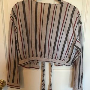 Cropped Open Back Long Sleeve Shirt